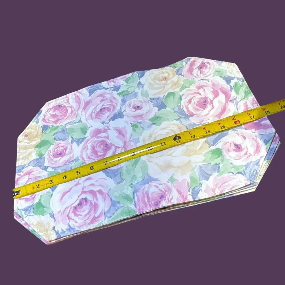 Vintage Floral Vinyl Placemats Set of 4 Padded Rose Cottage Table Mats
